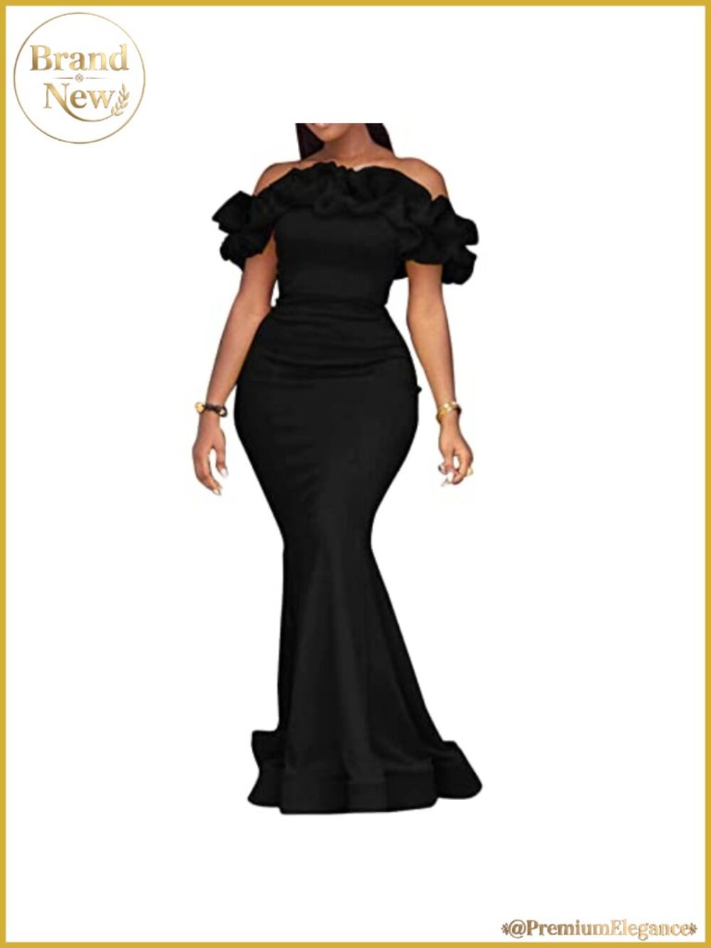 Off Shoulder Ruffle Mermaid Formal Maxi Dress Evening Gown